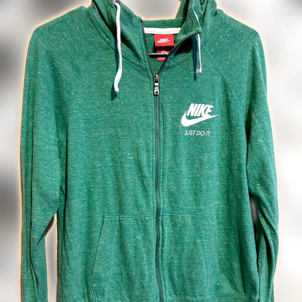 Green Nike Zip-up with hoodie